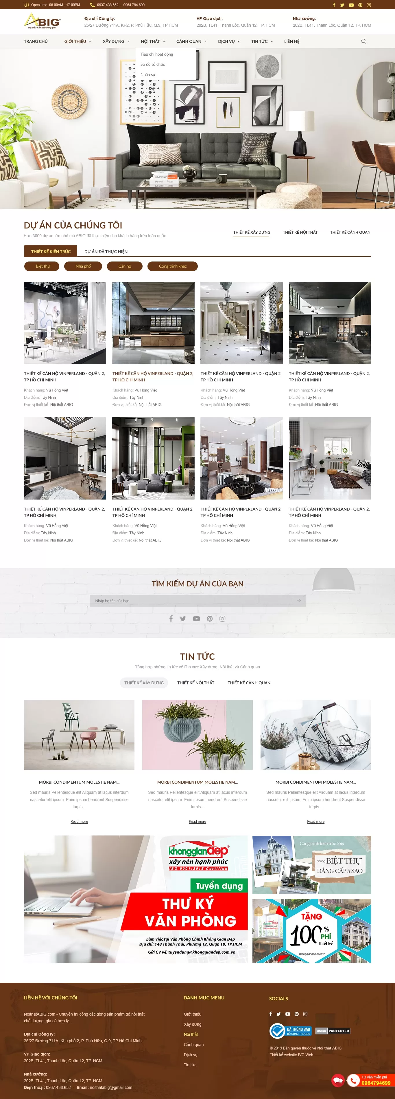 Dự án thiết kế website thiết kế nội thất ABIG