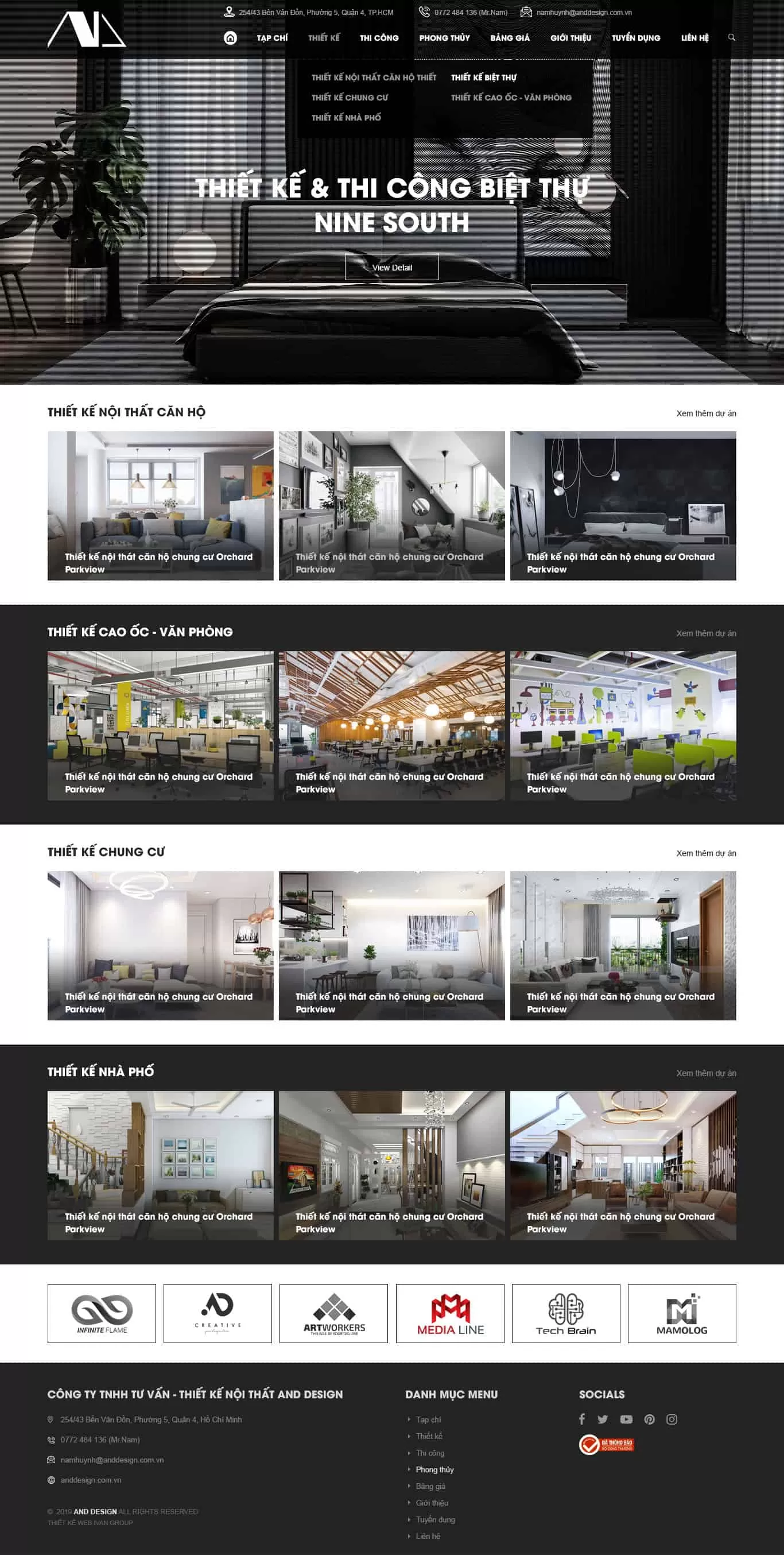 Dự án thiết kế website thiết kế nội thất AND Design
