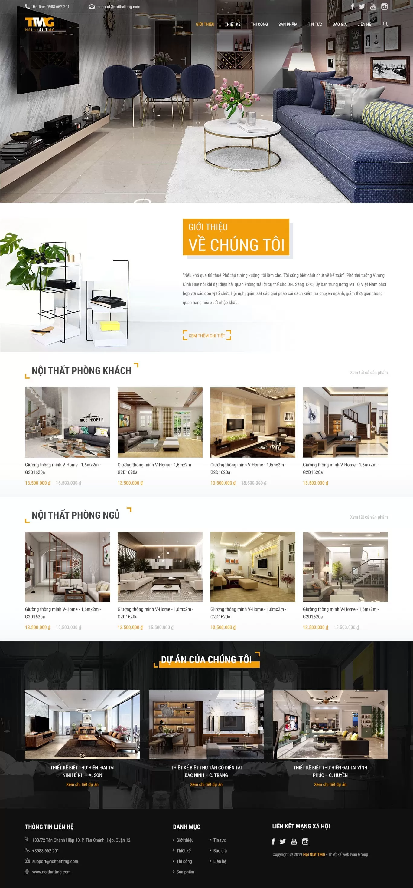 Dự án thiết kế website thiết kế nội thất TMG