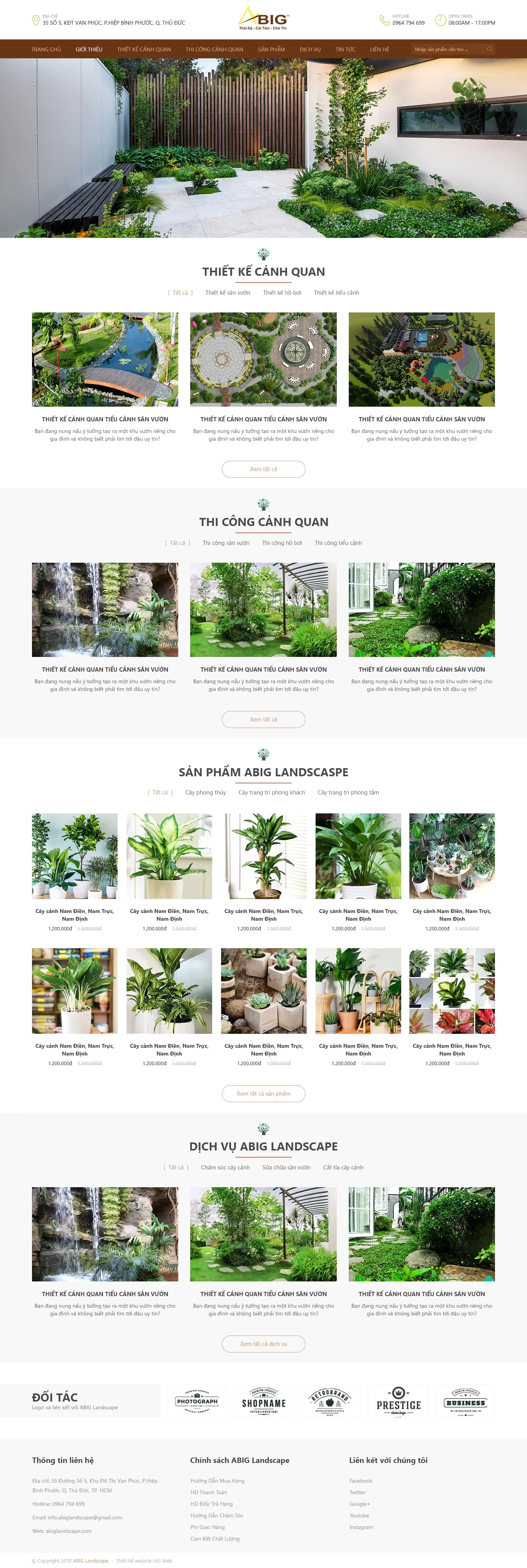Dự án thiết kế website thiết kế thi công Sân Vườn Abig Landscape