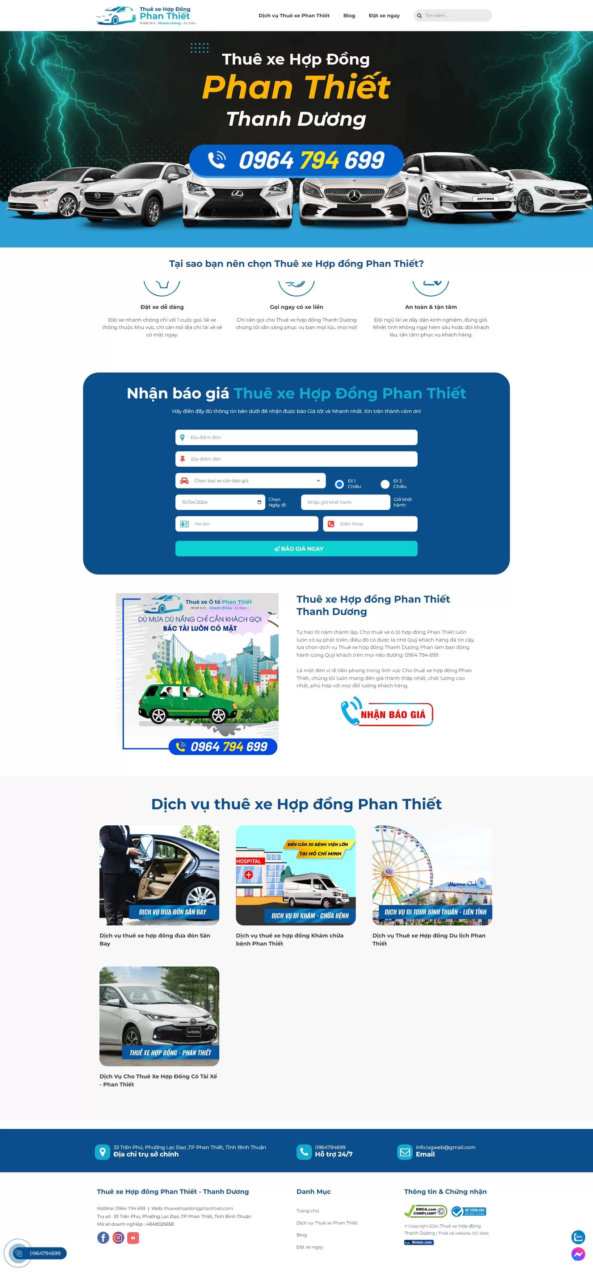 Dự án thiết kế website Thuê xe Hợp Đồng Phan Thiết