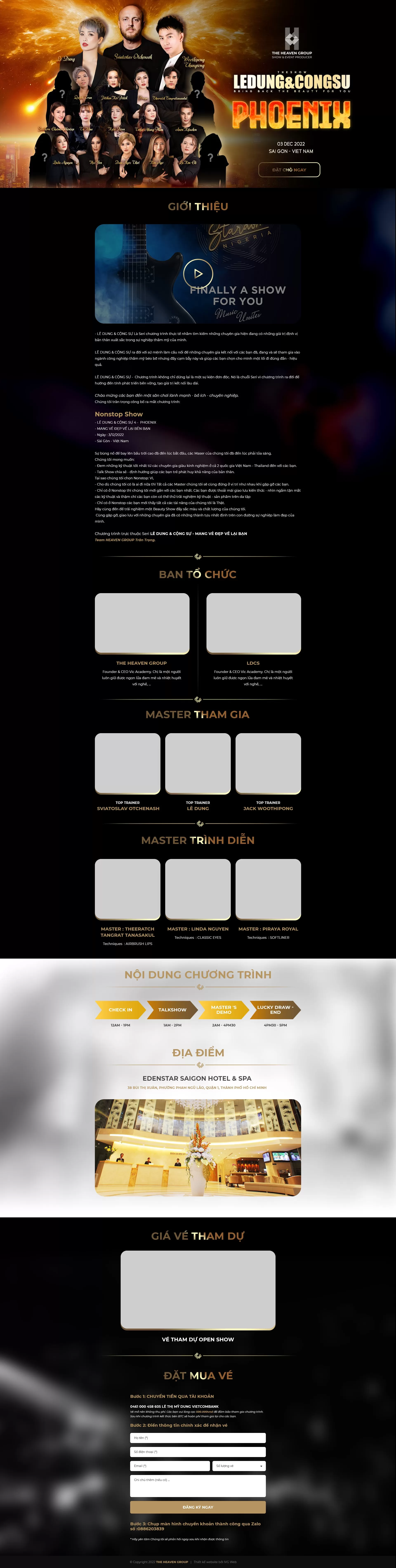 Dự án thiết kế website tổ chức sự kiện The Heaven Group