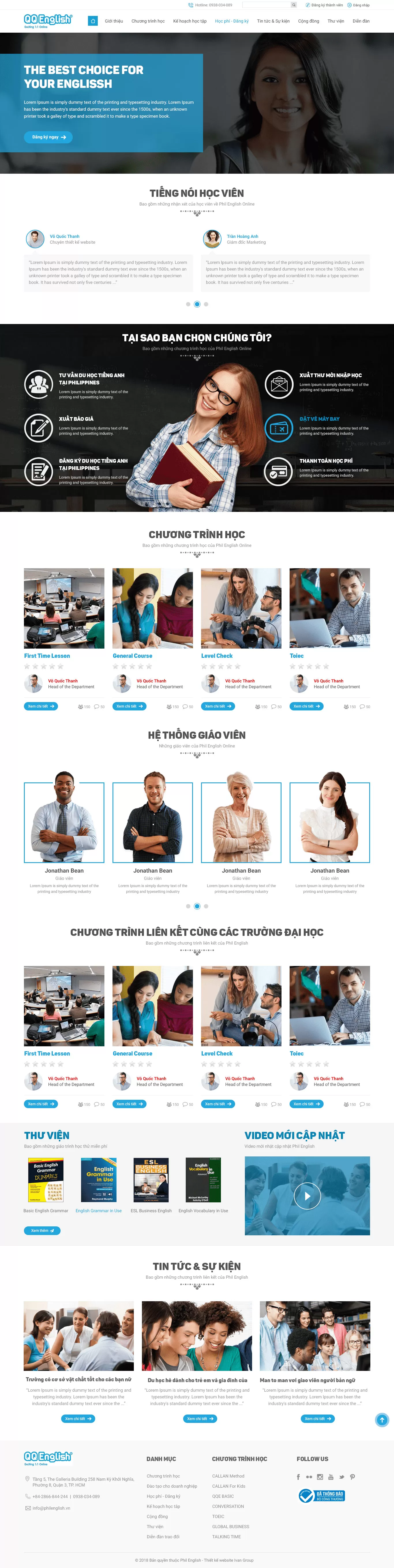 Dự án thiết kế website Trung tâm anh ngữ Phil English