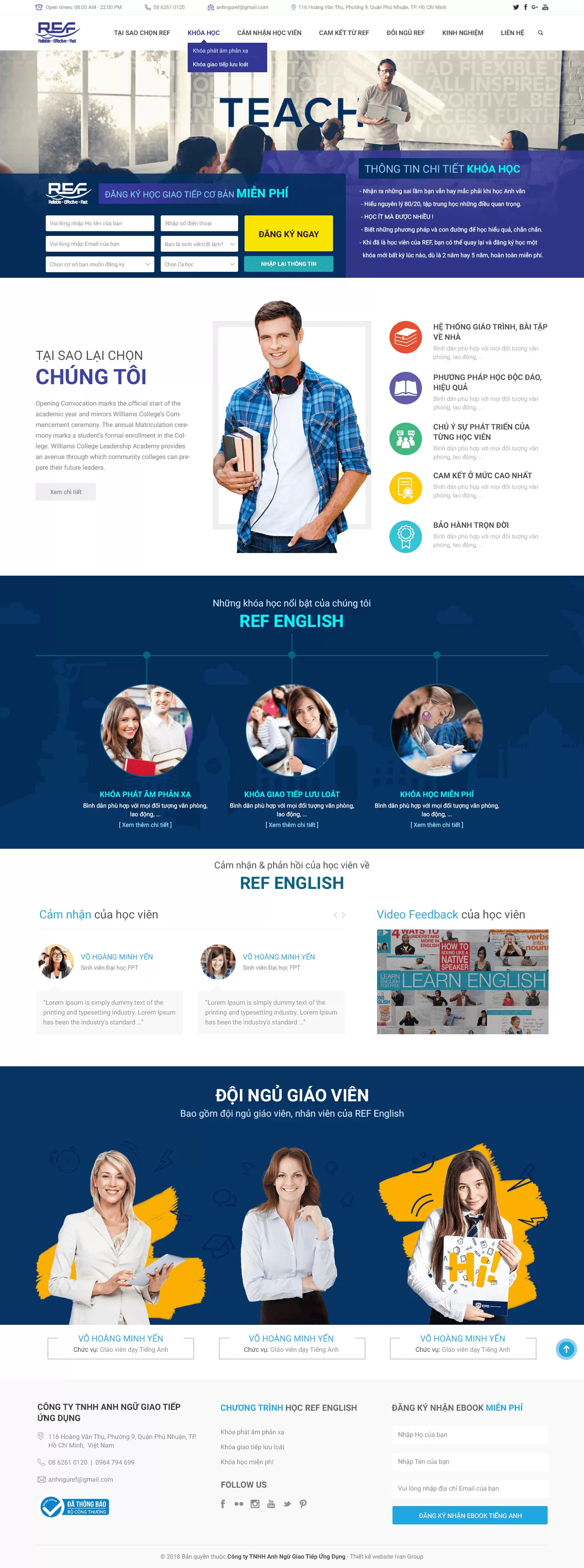 Dự án thiết kế website Trung tâm anh Ngữ Ref English