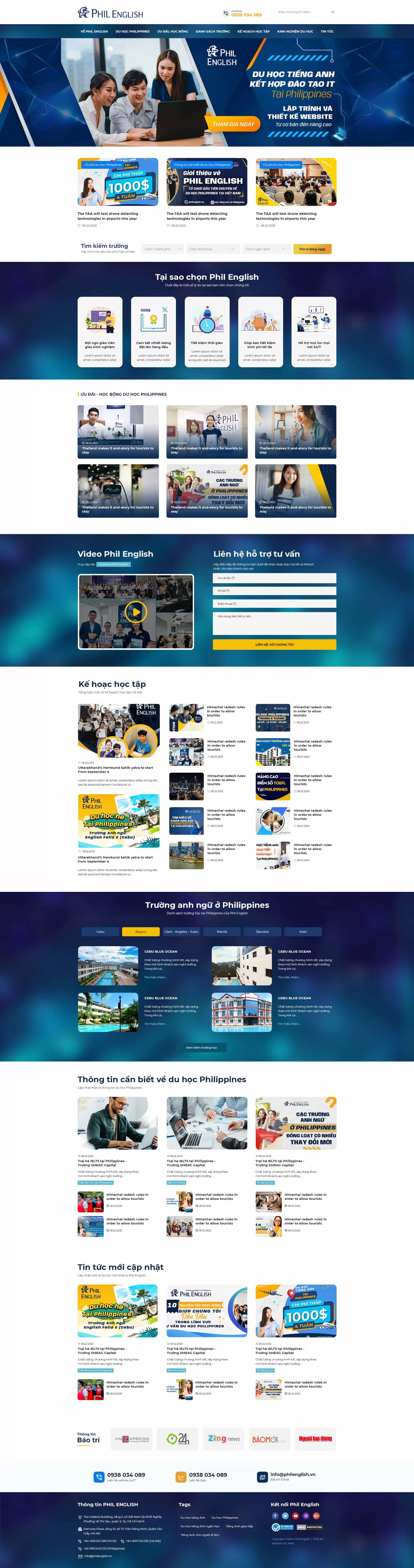 Dự án thiết kế website tư vấn du học Phil English Việt Nam