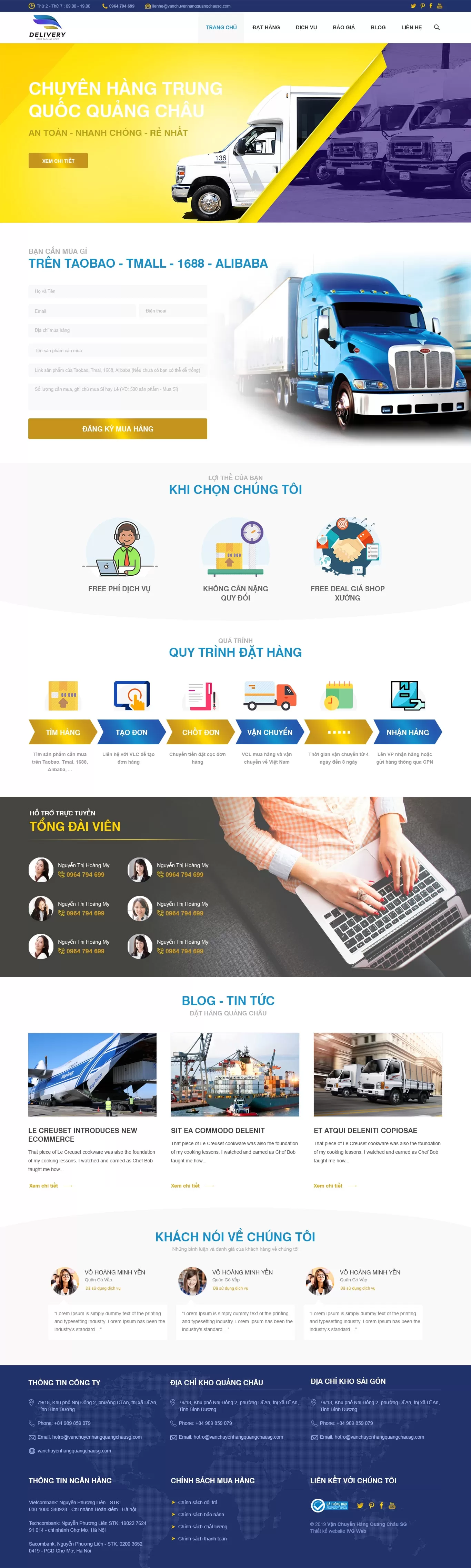 Dự án thiết kế website vận chuyển hàng Quảng Châu SG