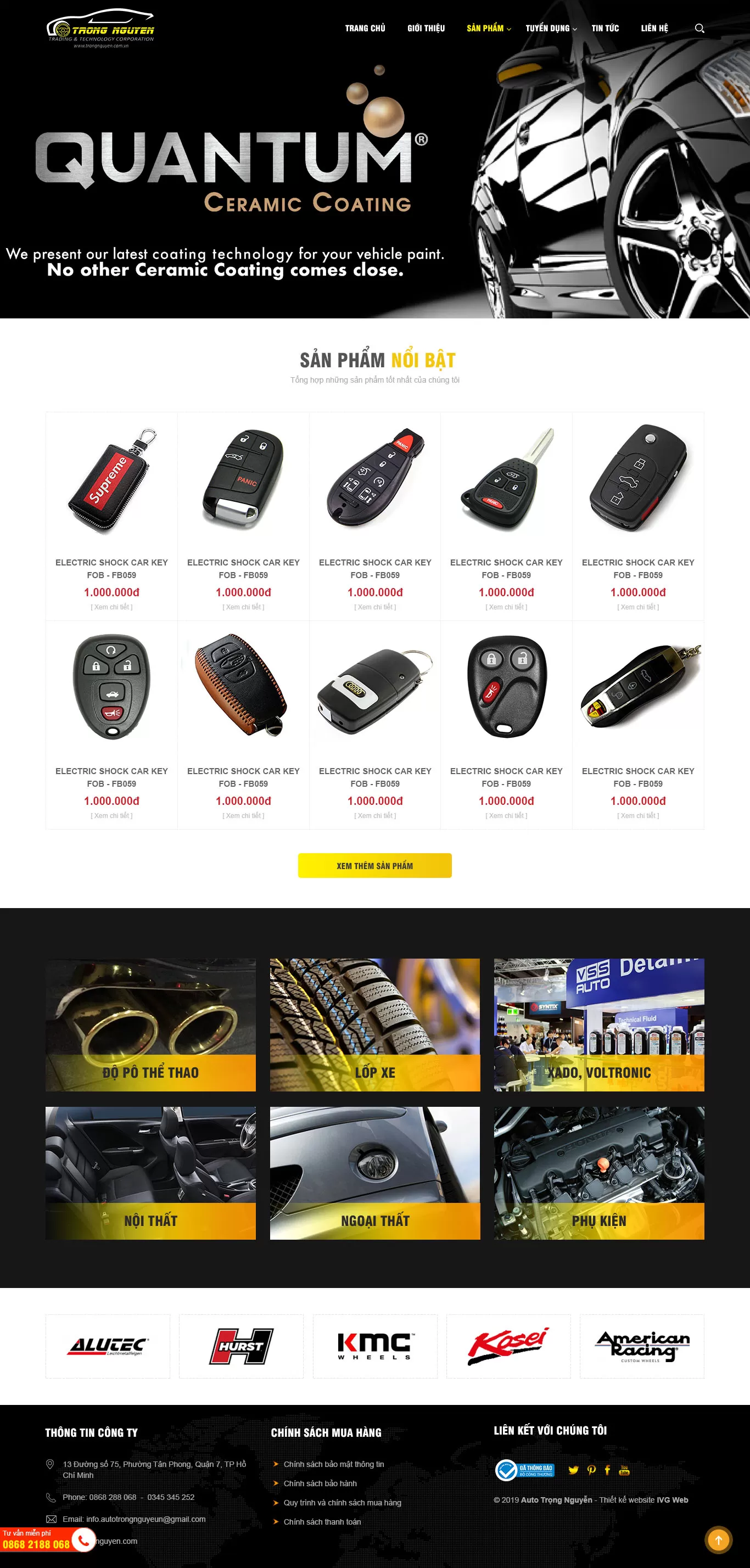 Dự án thiết website bán hàng phụ kiện xe hơi Trọng Nguyễn